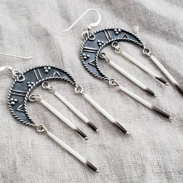 Large Porcupine Quill Lunula earrings