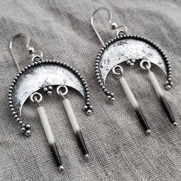 Small Porcupine Quill Lunula Earrings