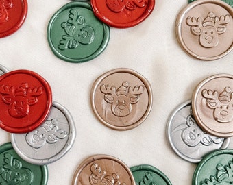 Reindeer wax seal set, Premade wax seals, Wax seal stickers, Christmas cards, Celebration, Self-adhesive, DIY Wax Seal, Seal stamp, Metallic