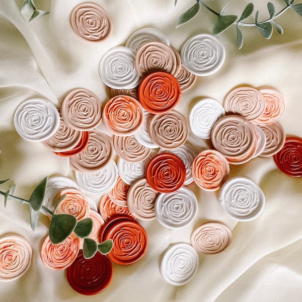 Set of 9 Rose wax seals, Stickers, Self-adhesive, Botanical, DIY Wax Seal, Wedding Invitation, Seal stamp, Boho, Minimal, Premade, Floral