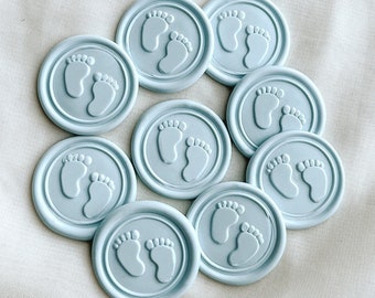 Set of 9 baby feet wax seals, Stickers, Self-adhesive, DIY Wax Seal, Seal stamp, Baby shower, Party, Invitations, Gender reveal, New mom