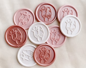 Set of 9 Otter wax seal set, Stickers, Self-adhesive, Valentine's Day, Love, DIY Wax Seal, Animal stickers, Seal stamp, Gift set