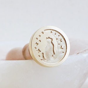 Tampon de cire chat et lune, Tampon de cire, Faire-part, Idée cadeau, DIY, Tampon en laiton, Halloween, Céleste, amoureux des chats, Étoiles, Nuit, Cire à cacheter