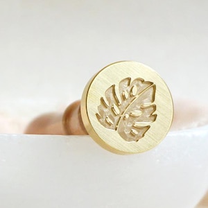 Gefüllter Monstera Wachsstempel, Wachs siegel stempel, Einladungen, Geschenkidee, Herz, DIY, Messing stempel, Botanical, Hochzeitseinladungen, Siegelwachs