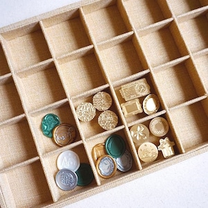 Storage tray, wax seal stamps, wax seals, tools, collection, organization, collector&#39;s box, sorting, stamp collector, sealing accessories