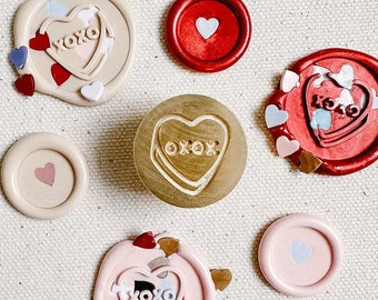 Candy Heart wax stamp, Romantic, Valentine's day, Wedding invitations, Gift idea, Wax seal, Sealing wax, Brass stamp, Bullet journal, XOXO