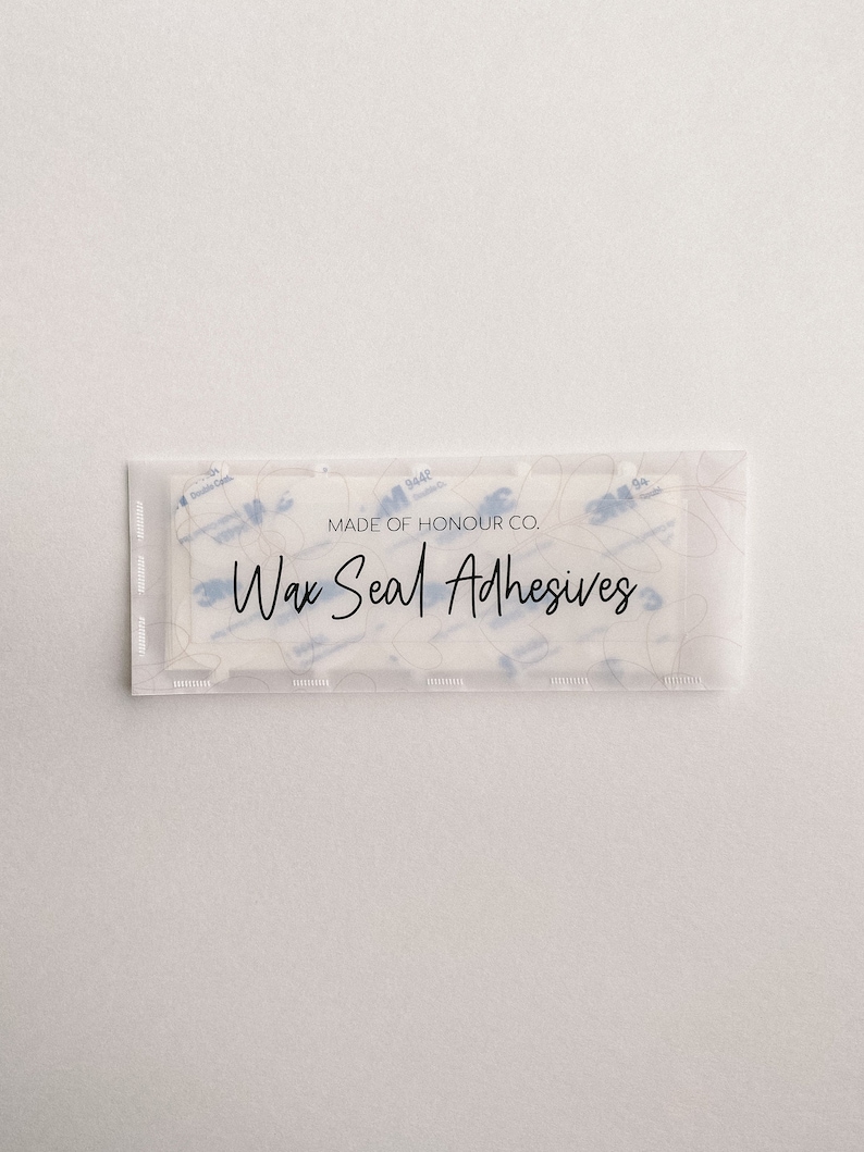 May include: A clear plastic envelope with a white label that reads "Made of Honour Co. Wax Seal Adhesives".
