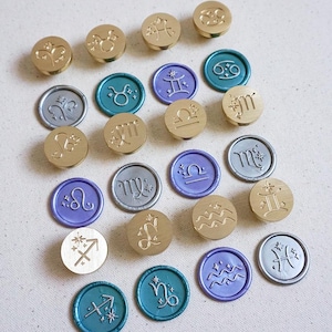 Sello de cera con el signo del zodíaco, Sello de cera, Invitaciones, Idea de regalo, Sello de cera, Lacre, Kit de bricolaje, Sello de latón, Bullet journal, Regalo personalizado