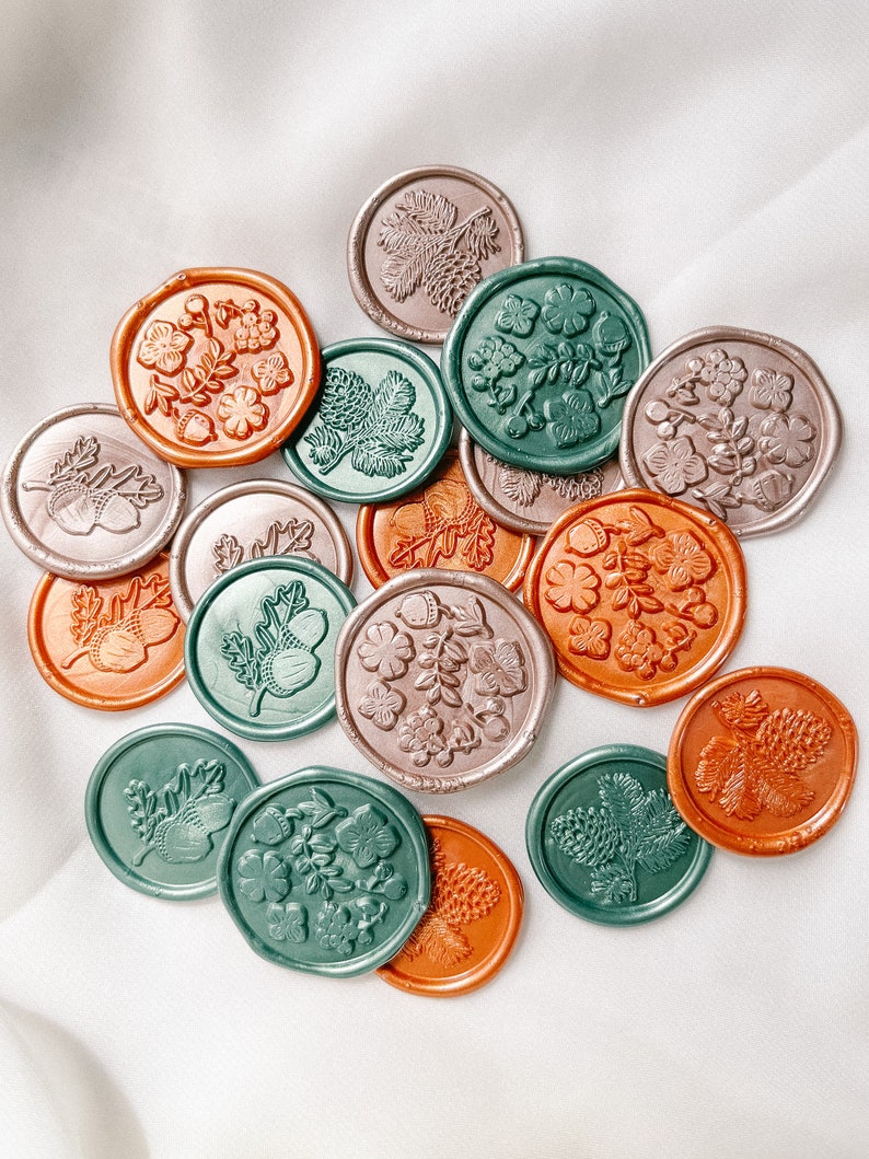 Set of 9 Acorn wax seals, Stickers, Self-adhesive, DIY Wax Seal, Seal stamp, Snail mail, Fall, Sweater weather, Autumn, Pinecone, Leaves image 3