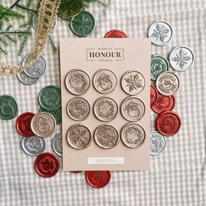 Holiday wax seal set, Premade wax seals, Wax seal stickers, Christmas cards, Celebration, Self-adhesive, DIY Wax Seal, Seal stamp, Metallic image 6