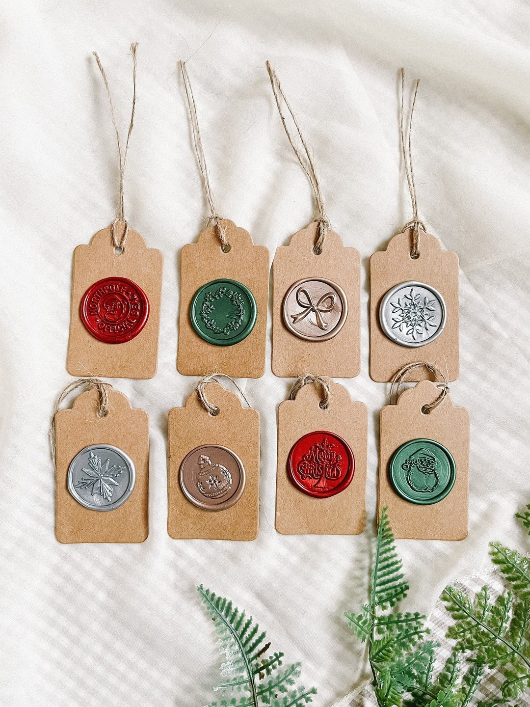 Set of 8 Holiday Wax Seal Tags Premade Wax Seals Wax Seal Etsy