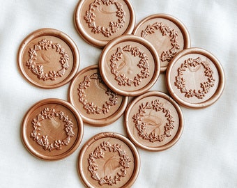 Set of 9 wreath wax seals, Premade wax seal, Self-adhesive, DIY Wax Seal, Wedding Invitation, Wax seal stamp, Floral design, Garden party