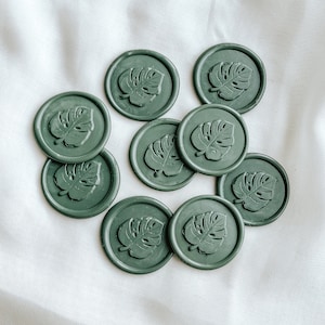 Set of 9 3D Monstera wax seals, Stickers, Self-adhesive, Botanical, Tropical, DIY Wax Seal, Destination Wedding Invitation, Seal stamp