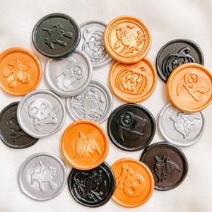 Set of 9 Halloween wax seals, Stickers, Self-adhesive, DIY Wax Seal, Seal stamp, Invitations, Wedding, Fall stationery, Celebration, Holiday