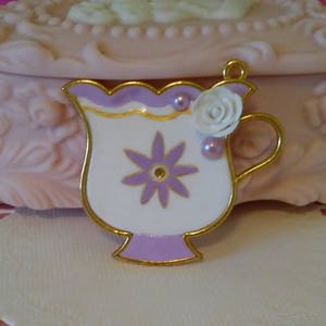 Mad Tea Party: Flower teacup bezel - Handpainted & OOAK