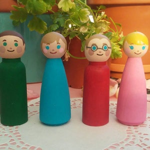 Custom Peg Doll - Hand painted wooden dolls - Family or Single - Cake Toppers - Custom Gift Idea