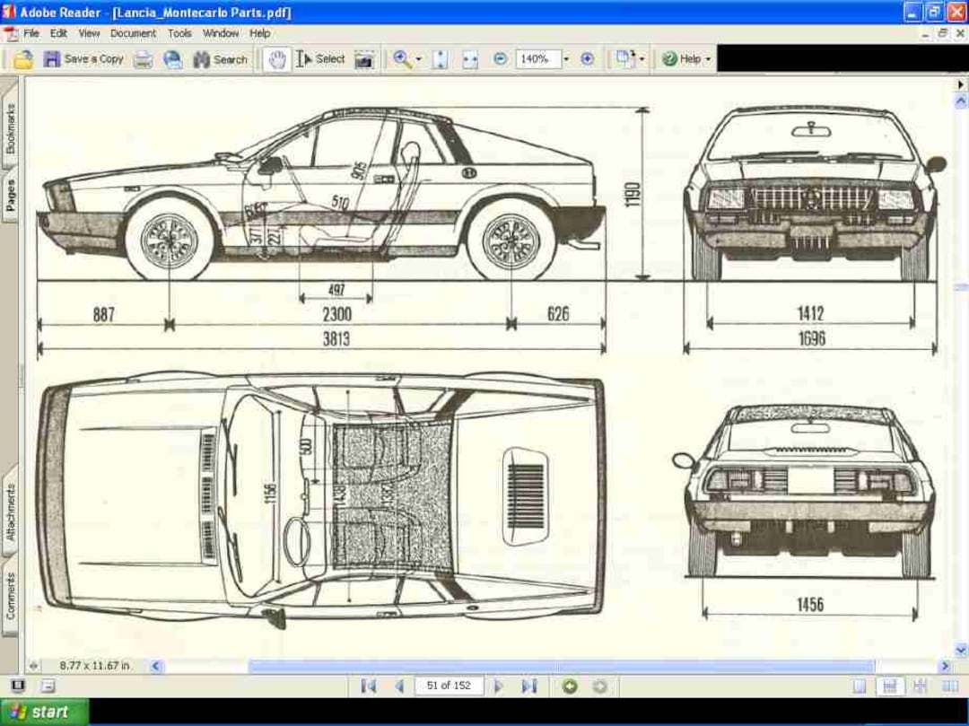 LANCIA Monte Carlo Scorpion Parts & Tech Manual 150pgs W/ Exploded