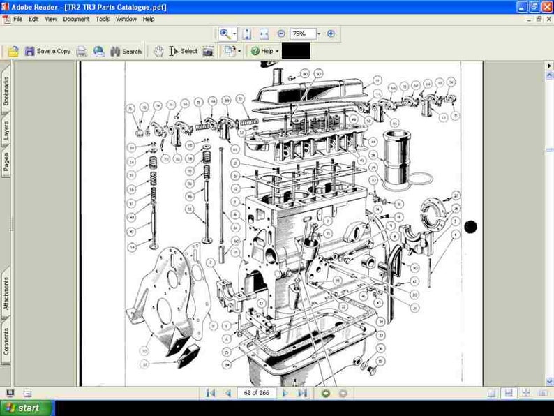 TRIUMPH TR2 TR3 Parts Manuals 265pg Exploded Diagrams Blueprints and