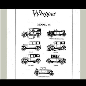 WILLYS-OVERLAND WHIPPET 96 Parts Manual - 165 Pages with Exploded Diagrams for Maintenance and Repair for Sedan Coach Landau Coupe Cabriolet