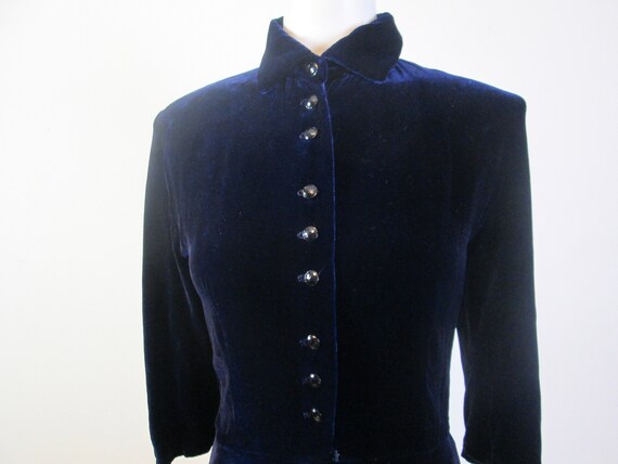 Vintage ZELDA Midnight Blue Velvet Dress.  1980s … - image 3