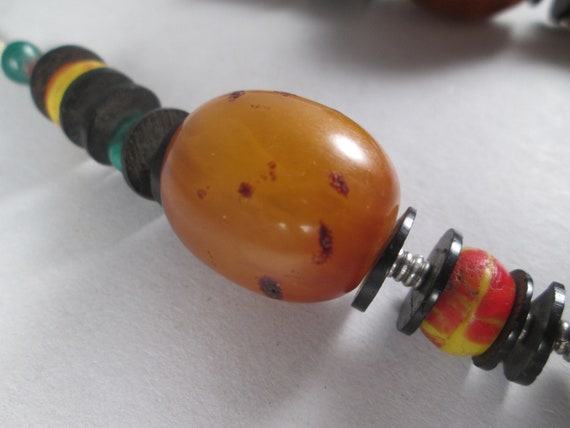 Vintage AFRICAN Old Copal Amber Necklace.  Malach… - image 4