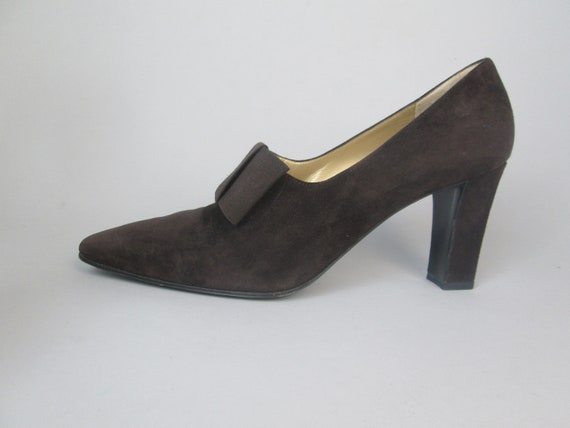 YVES SAINT LAURENT Vintage 1980s Suede Bow Pumps S