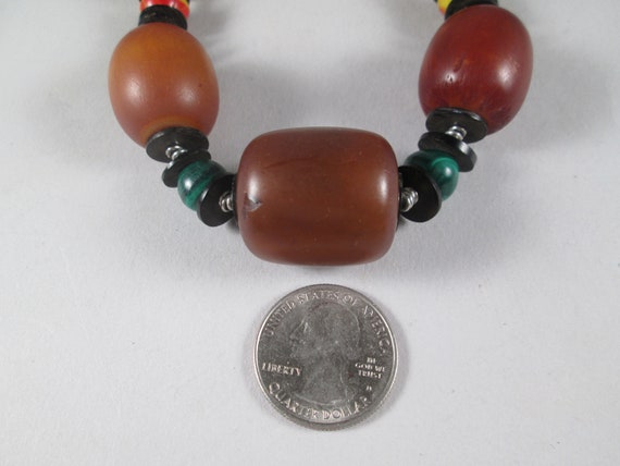 Vintage AFRICAN Old Copal Amber Necklace.  Malach… - image 6