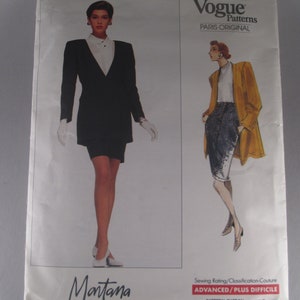 May include: Vogue Patterns sewing pattern for a black blazer and skirt, Paris Original, pattern number 2229, advanced level, Montana label.
