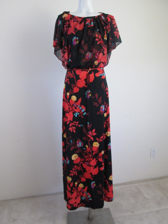 1970s Floral Maxi w/ Sheer Overlay Bodice.  Beaut… - image 5