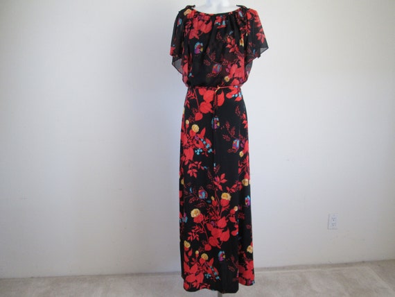 1970s Floral Maxi w/ Sheer Overlay Bodice.  Beaut… - image 1