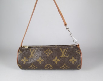 LOUIS VUITTON Mini Papillon Tote Bag.  Authentic 1970s Accessory Cosmetics in Monogram Canvas.  Excellent Condition.  Estate Find!