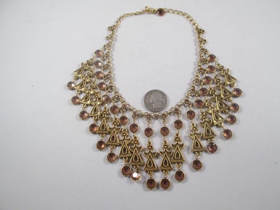 GOLDETTE Etruscan Necklace.  Topaz Bezel Crystals… - image 4