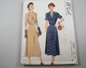 1940s MCCALL McCalls 7477 Dress Pattern. Uncut and Complete. Rare, HTF Out of Print. Bust 42 quot , Modern Size 12.