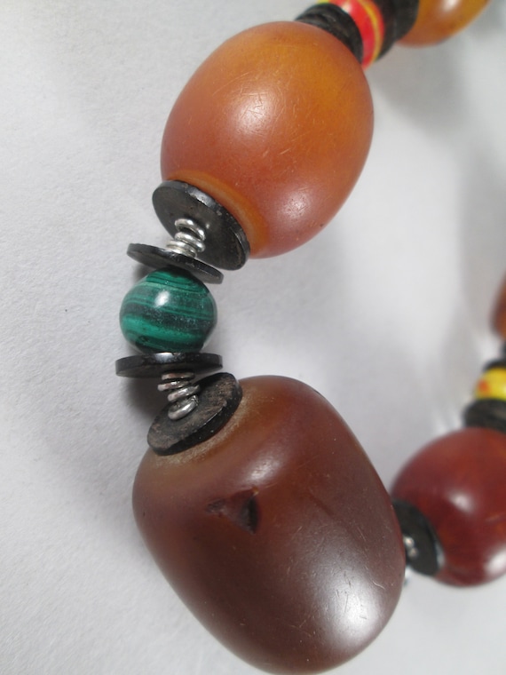 Vintage AFRICAN Old Copal Amber Necklace.  Malach… - image 3
