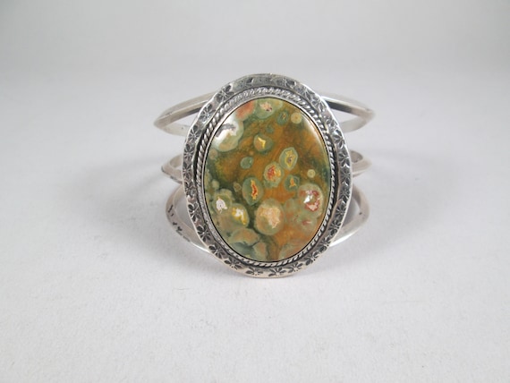 Pat Yazzie Native American Navajo Honeybee Jasper Sterling Silver Bracelet Signed Pat Yazzie Native American Navajo Honeybee Jasper Sterling Silver Bracelet Signed