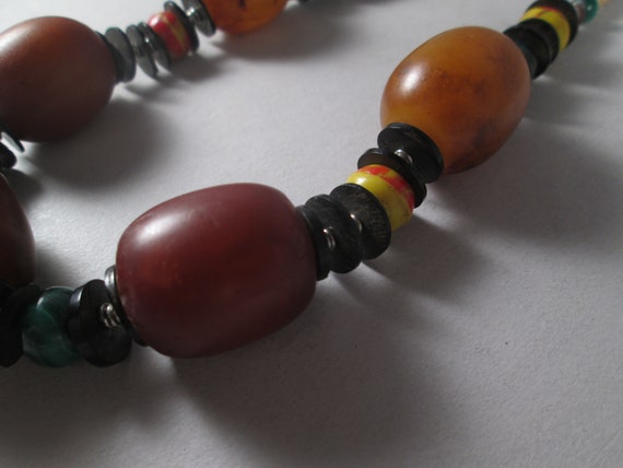 Vintage AFRICAN Old Copal Amber Necklace.  Malach… - image 5