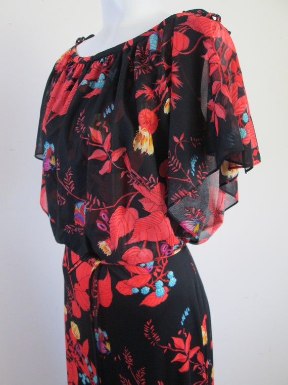 1970s Floral Maxi w/ Sheer Overlay Bodice.  Beaut… - image 3