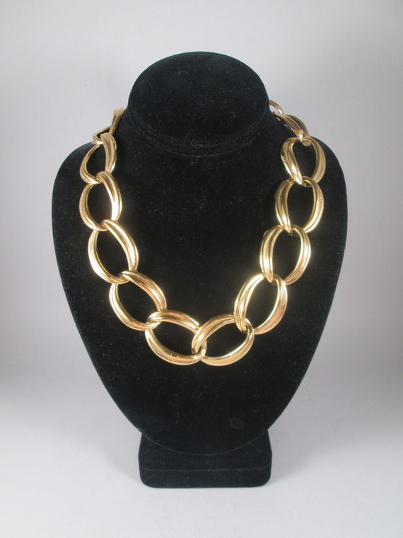 NAPIER Huge Curb Gold Necklace.   Large Open Links