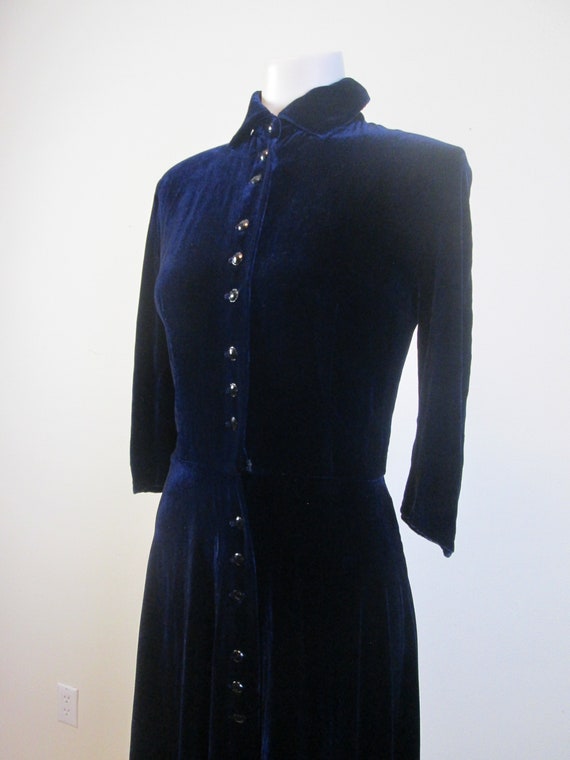 Vintage ZELDA Midnight Blue Velvet Dress.  1980s … - image 2