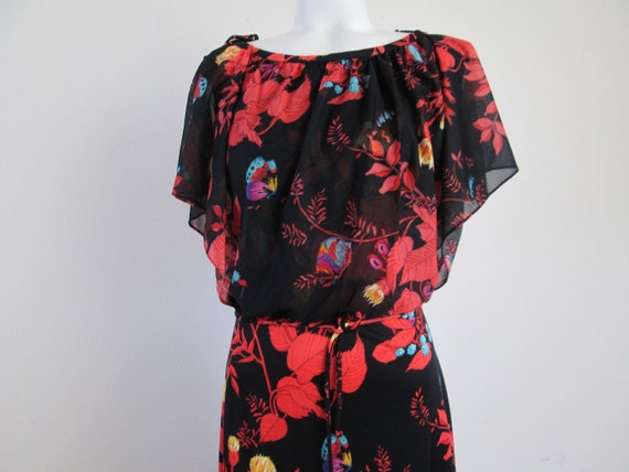 1970s Floral Maxi w/ Sheer Overlay Bodice.  Beaut… - image 2