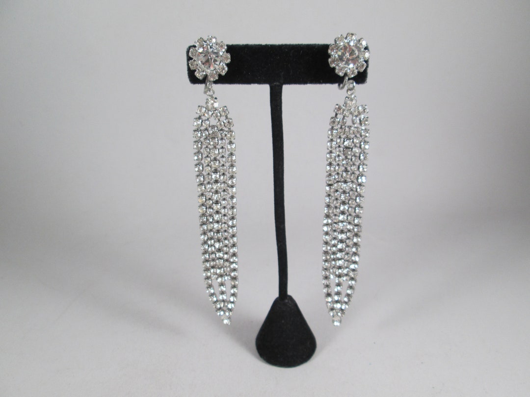ドリス ヴァン ノッテン BRASS AND RHINESTONE EARRINGS 1950s Root Beer Rhinestone Earrings - Fall Brown 50s 60s