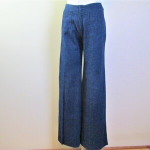 希少な 1980 年代のワイドレッグ デザイナー デニム ジーンズ。DBA for Theodore Beverly Hills。軽量、フロント ポケット、トール サイズ、股下 34 インチ。S