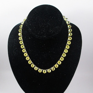 1920s CZECH Riviere Necklace.  Glorious Faceted Bright Yellow Crystal Beads with Open Backs.  Sparkling, Shimmering Color. Estate Jewelry!