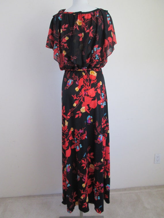 1970s Floral Maxi w/ Sheer Overlay Bodice.  Beaut… - image 7