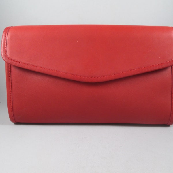 Exceptional COACH 1970S Red Clutch Bag.  Made In New York City (NYC), Rare HTF Envelope Style.  Stunning Condition.  Absolutely Authentic