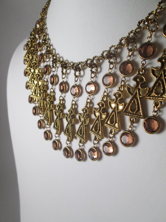 GOLDETTE Etruscan Necklace.  Topaz Bezel Crystals… - image 3