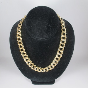 GIVENCHY 18&quot; Necklace.  Heavy Double Curb Link Gold Plated Chain.  Iconic Logo Clasp.  Eternal Luxury, 1980s Vintage Chic.