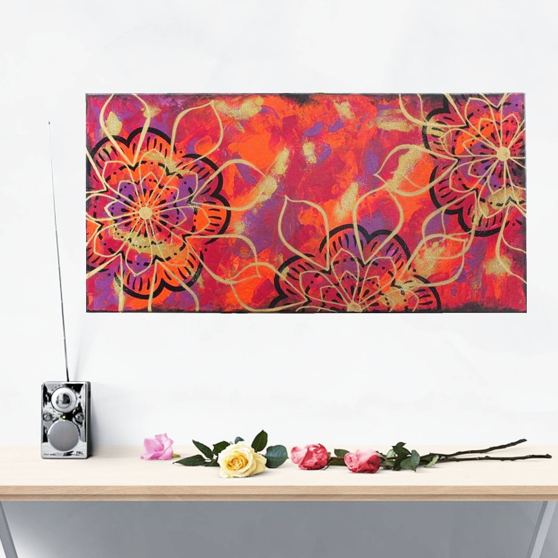 SALE Red Abstract Wall Art // Bright Statement Home Decor // Etsy