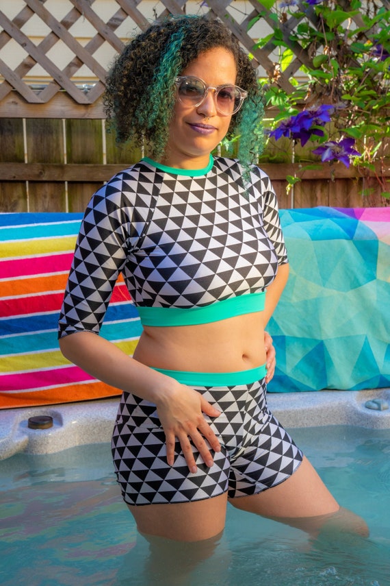 cropped swim top