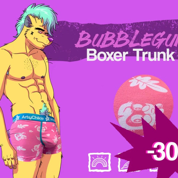 Boxer Boxer Bubble Gum par ArtyChikle |Sous-vêtements | Sous-vêtements | Tronc de boxeur | Malles | Amusant | coloré